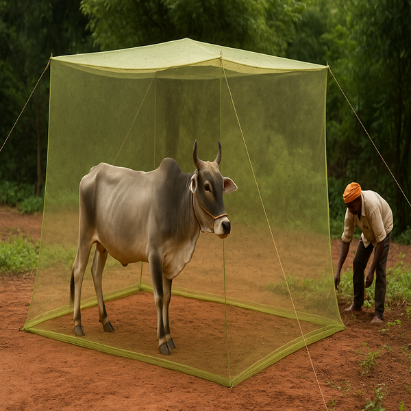 Zimble’s protective mesh for animals keeps buffaloes relaxed even during peak mosquito season in dairy farms.